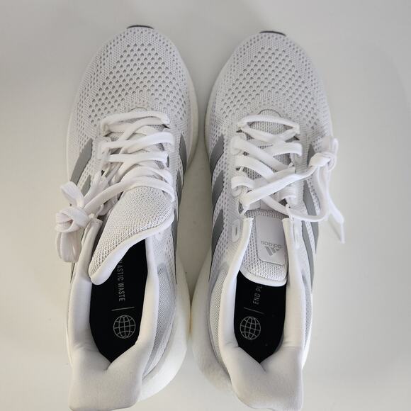 adidas Women's Pureboost 22 Running Shoe, White/Silver Metallic/Black, 9.5 - Picture 6 of 8